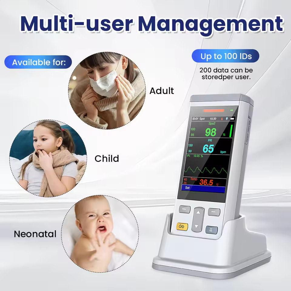 Handheld Patient Monitor SpO2 TEMP Patient Vital Sign Monitor 3.5 Inch TFT Color Screen