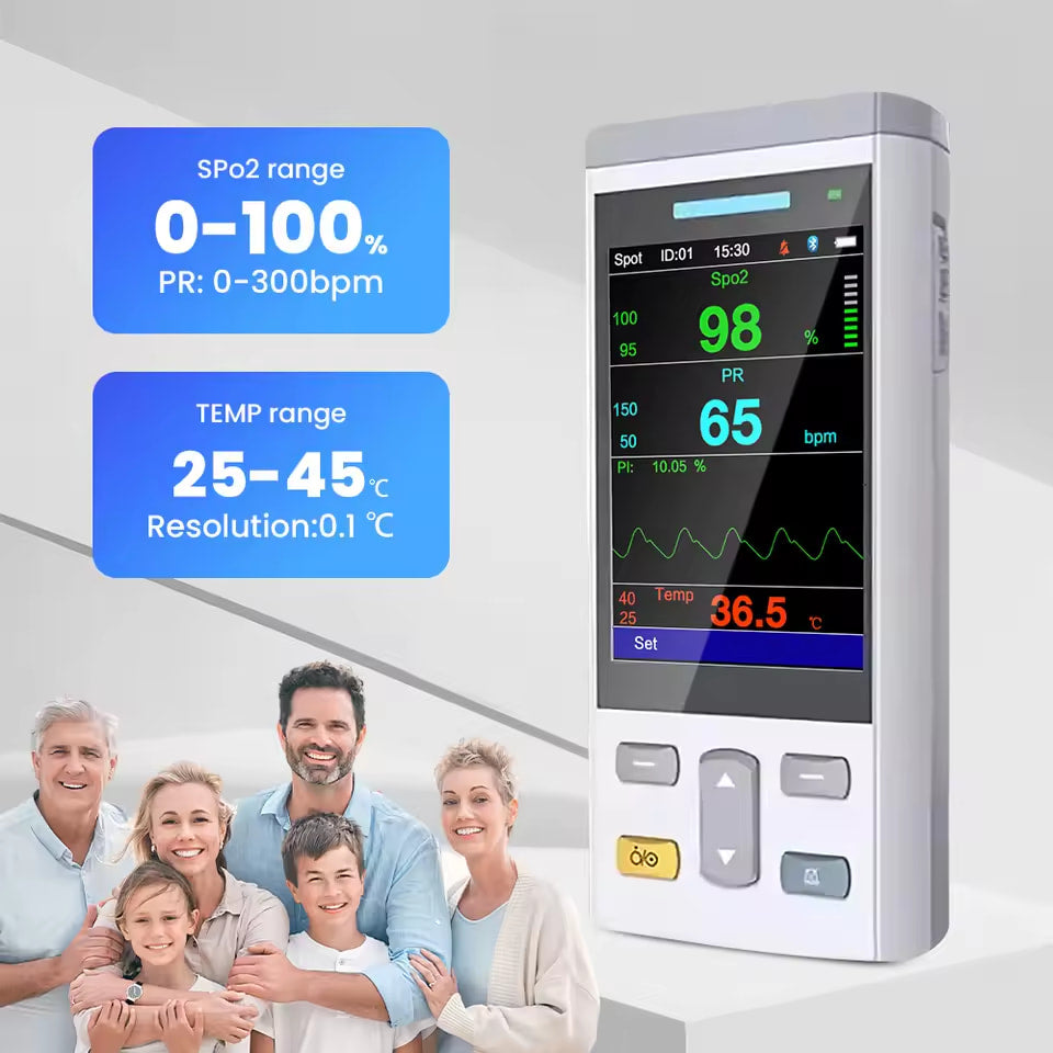 Handheld Patient Monitor SpO2 TEMP Patient Vital Sign Monitor 3.5 Inch TFT Color Screen