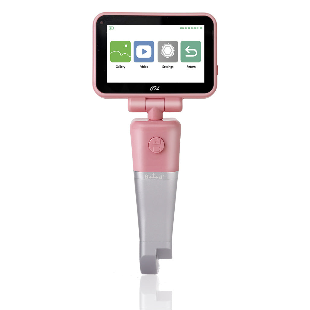 Pink Display Reusable Video Laryngoscope for Intubation, 3.5 inch Display with 6 Blades Optional（Pink）