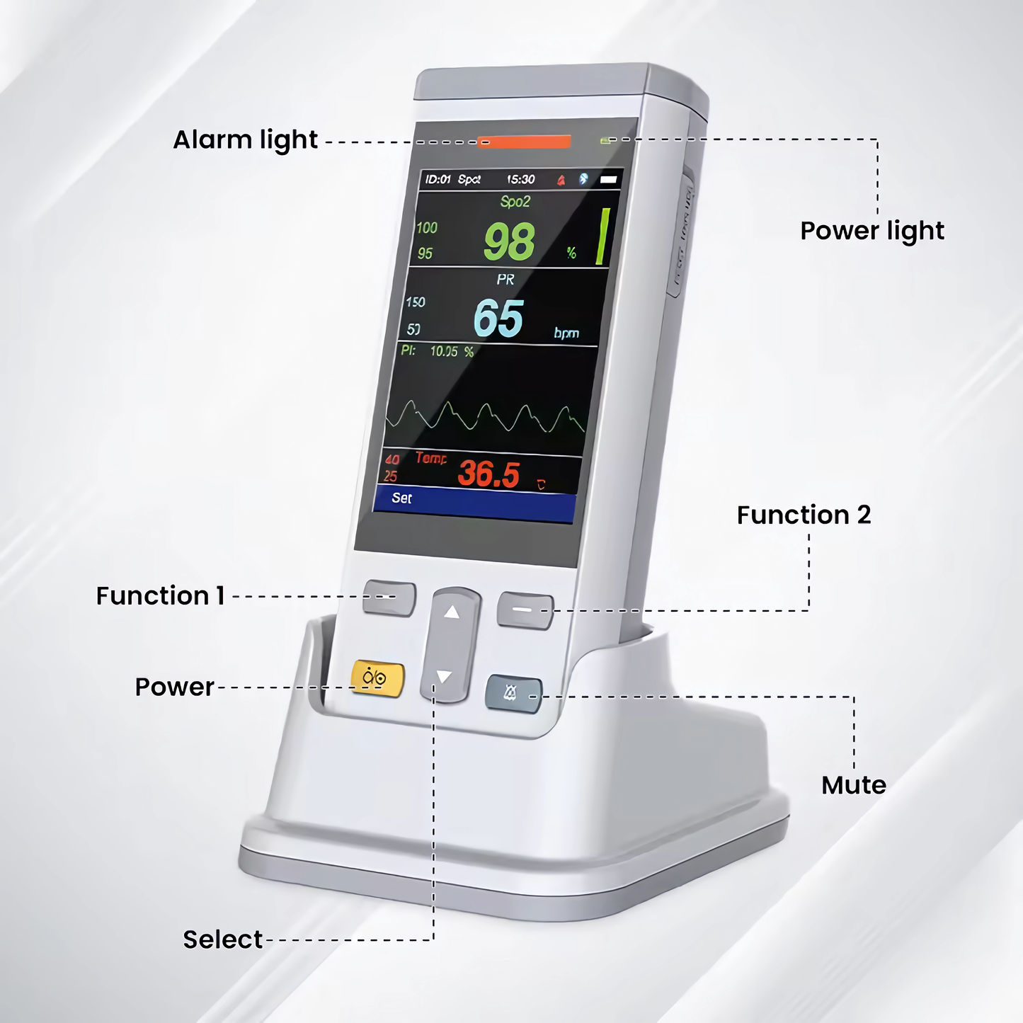 Handheld Patient Monitor SpO2 TEMP Patient Vital Sign Monitor 3.5 Inch TFT Color Screen